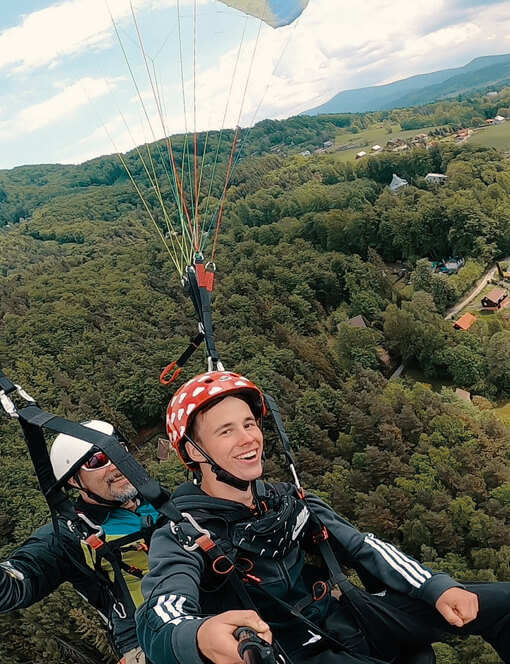 Paragliding – tandemový let Exclusive s videozáznamem
