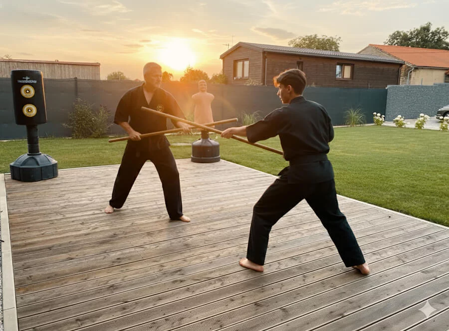 Otec a syn – párový trénink Kung Fu