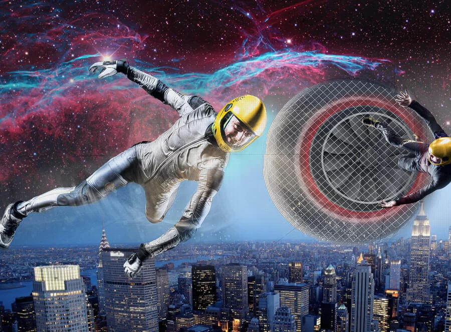 Indoor skydiving s virtuální realitou